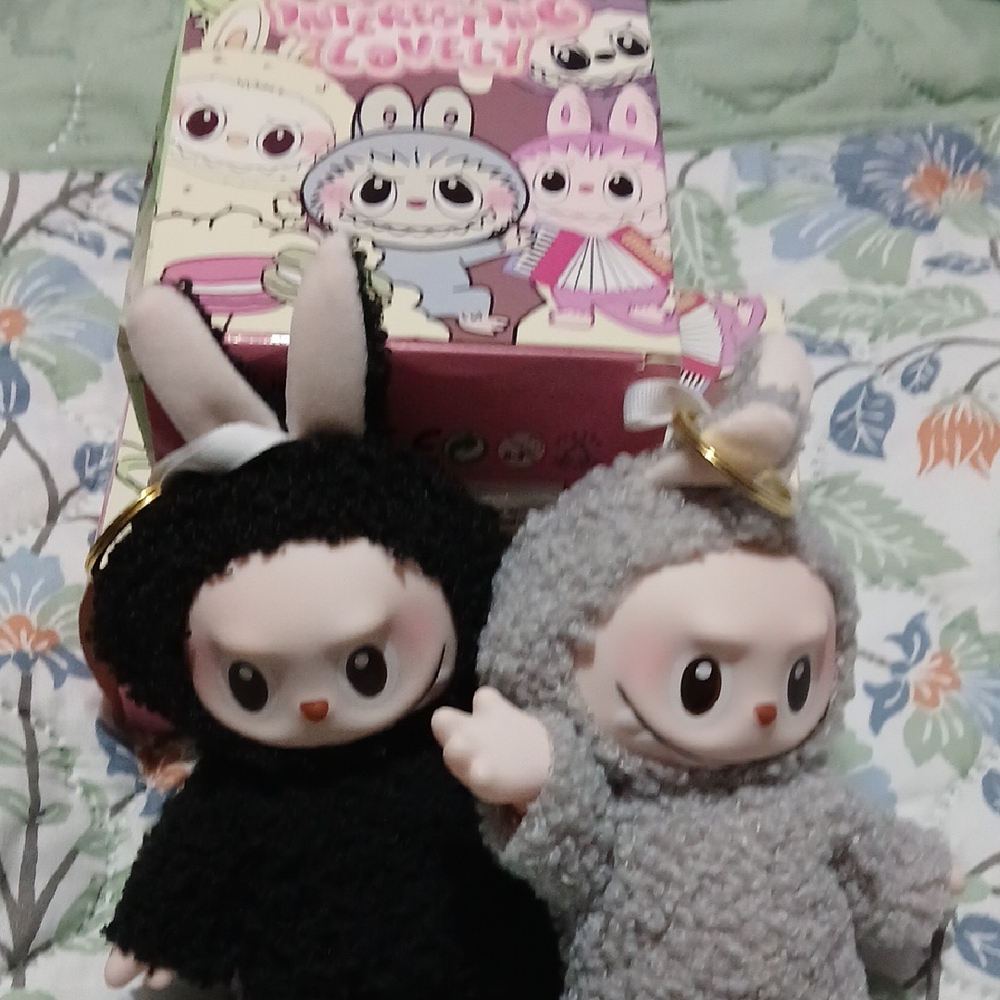 Cute Bunny Plush Set - Black and Gray